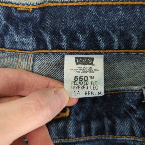 Vintage 90s Levi's 550 Relaxed Fit Tapered Leg Jeans Dark Rigid Denim Women's 14 - Picture 8 of 9